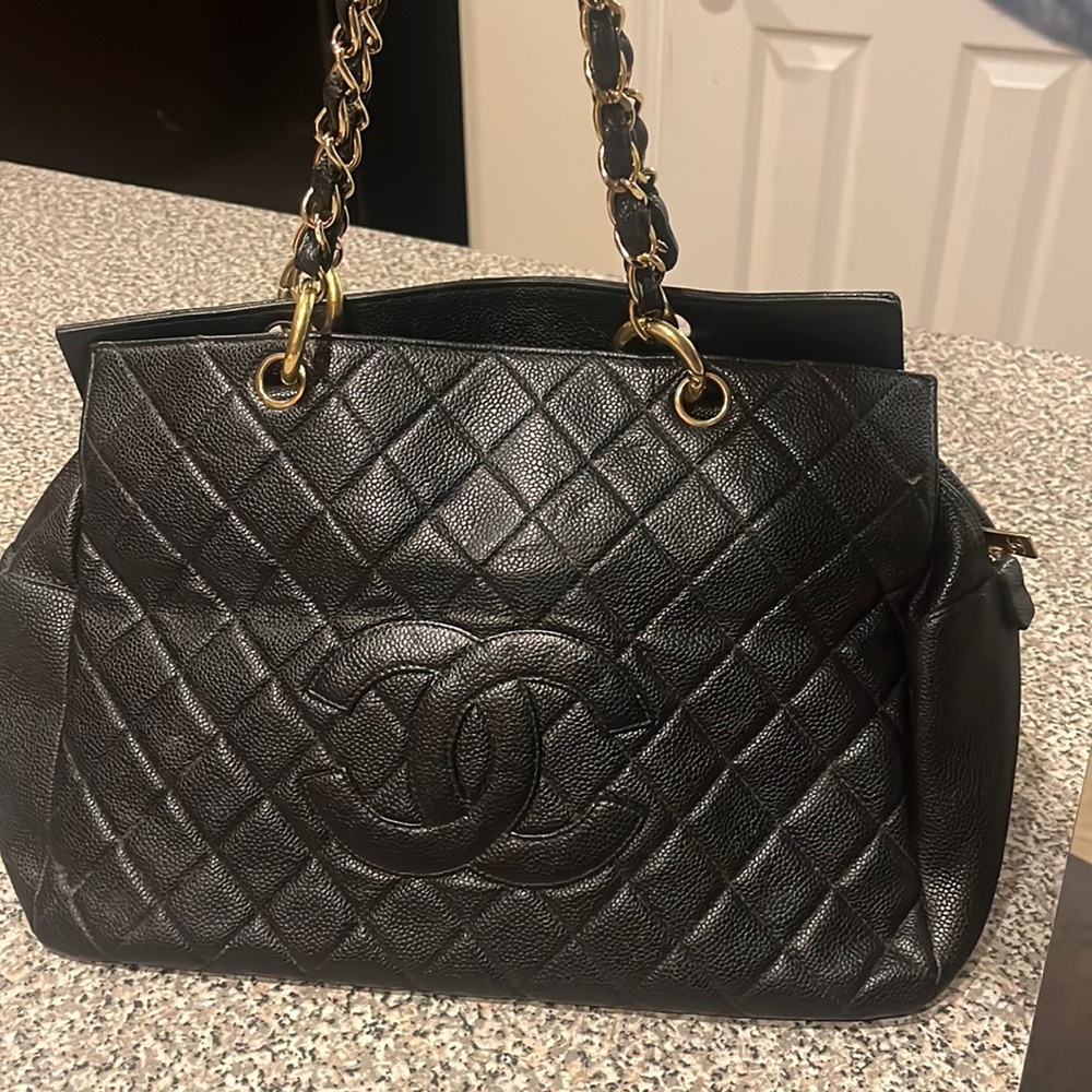 Authentic Chanel GST Caviar leather handbag